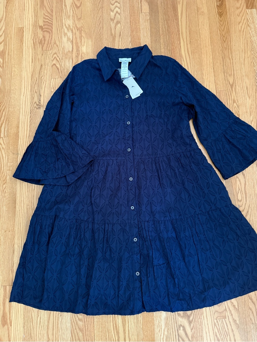 Tommy Bahama Navy Textured Button-Up Dress size S/P